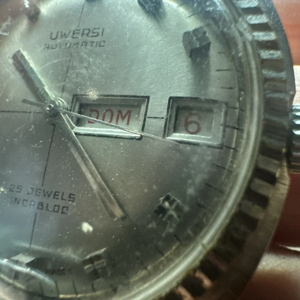 Working 1970s VTG‎ Uwersi Automatic 25J Incabloc Swiss Mens Watch 36mm 8